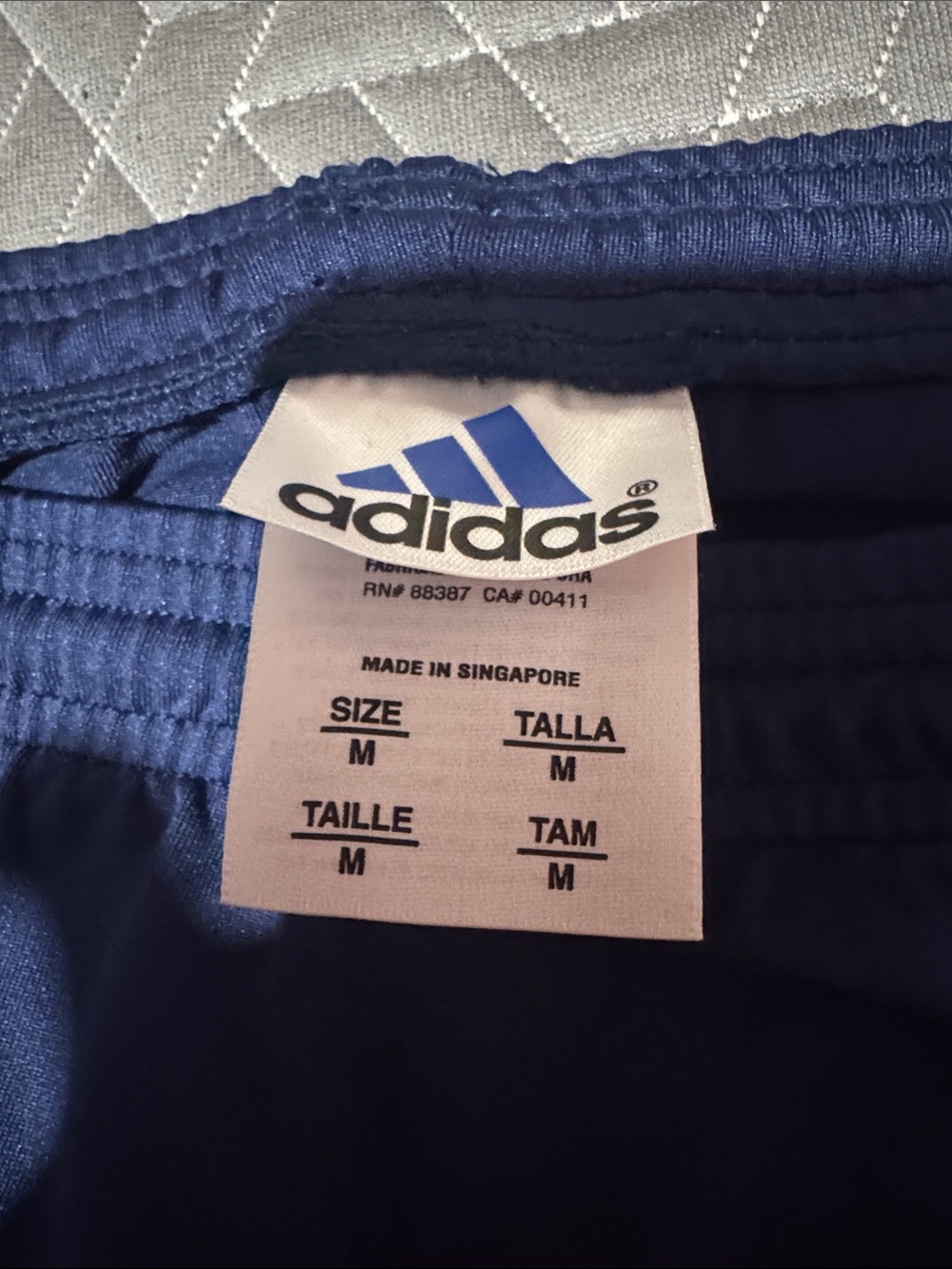 adidas Navy Blue Joggers with White Side Stripes - Picture 2 of 5